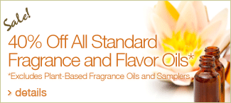 40% Off All In-Stock Standard Fragrance and Flavor Oils Excluding Plant-Based Fragrance Oils and Samplers