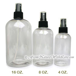 4 oz. PET Boston Round Bottles With Black Sprayers