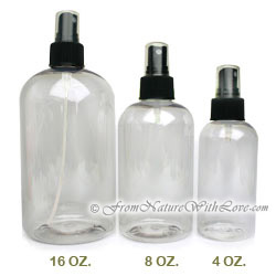 4 oz. PET Boston Round Bottles With White Sprayers