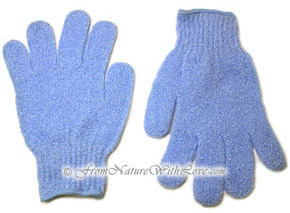 Blue Nylon Bath Gloves (pair)