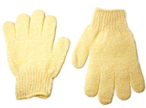 Cream Nylon Bath Gloves