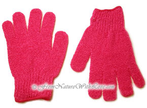 Magenta Nylon Bath Gloves (pair)