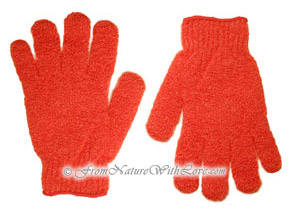 Orange Nylon Bath Gloves (pair)