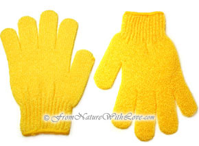 Yellow Nylon Bath Gloves (pair)