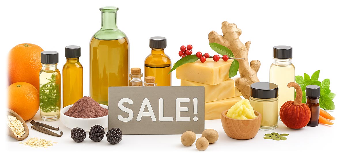 Seasonal Sale on Certified Organic and Conventional Ingredients for Personal Care
